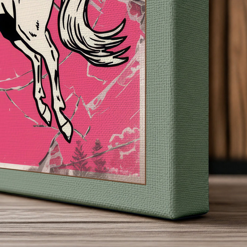 Pegasus in Flight Retro - Wrapped Canvas, 24x16 - 61.0 x 40.6 cm, Sage Border