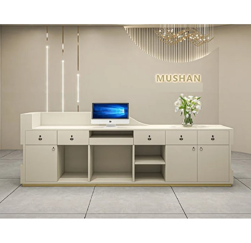 Clermeau L-Shape Manufactured Wood Reception Desk, Silver, 60cm H x 160cm W x 100cm D