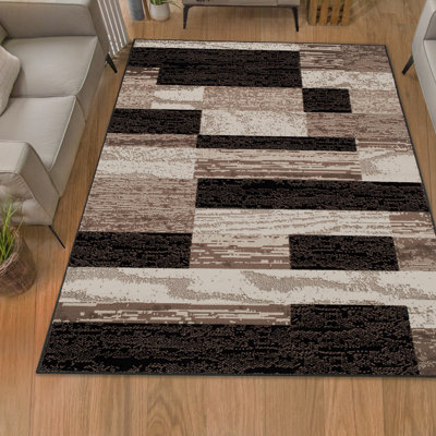 Tapis de couloir ou tapis d'intérieur à motif de patchwork géométrique contemporain Valenti