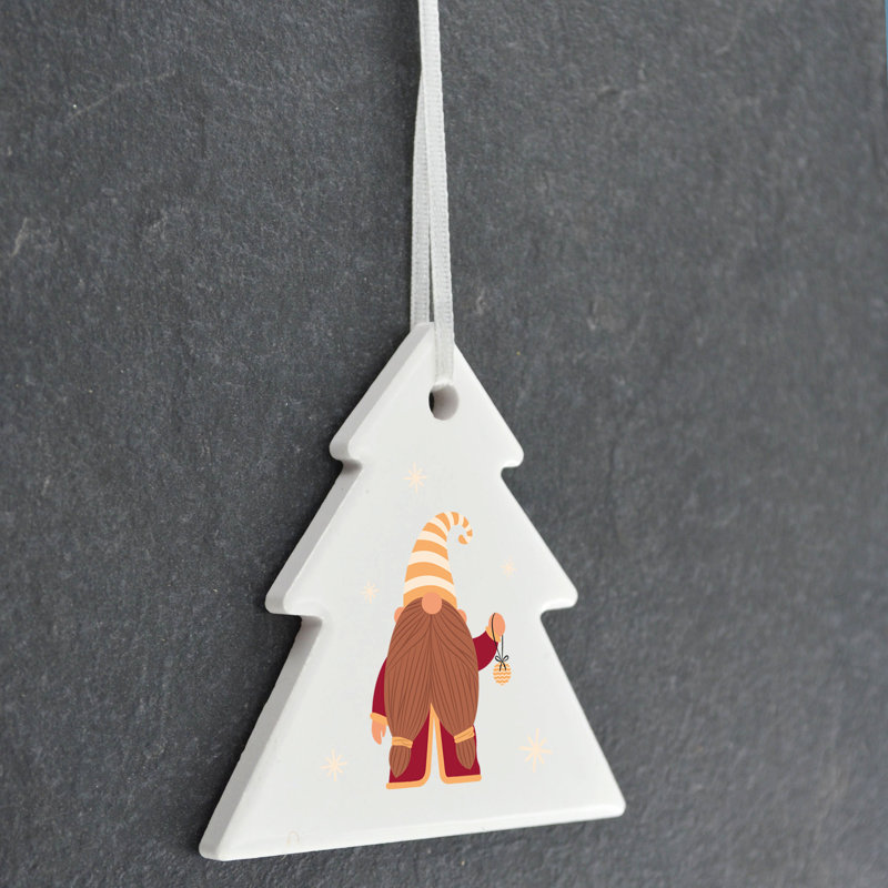 Carley Gnome Festive Gonk Bauble Tree Shaped Ceramic Ornament