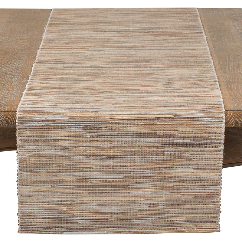 Bevis Shimmering Woven Nubby Natural Table Runner, Natural, 72" x 16"