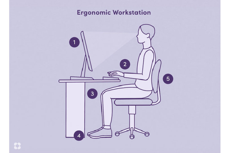 illustration of a home office ergonomic workstation setup