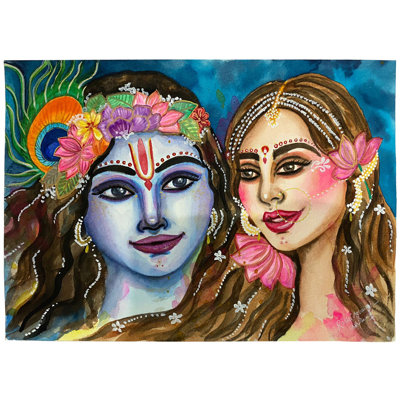 Radha Krishna | Aquarelle sur papier de coton | Par Rashi Agrawal
