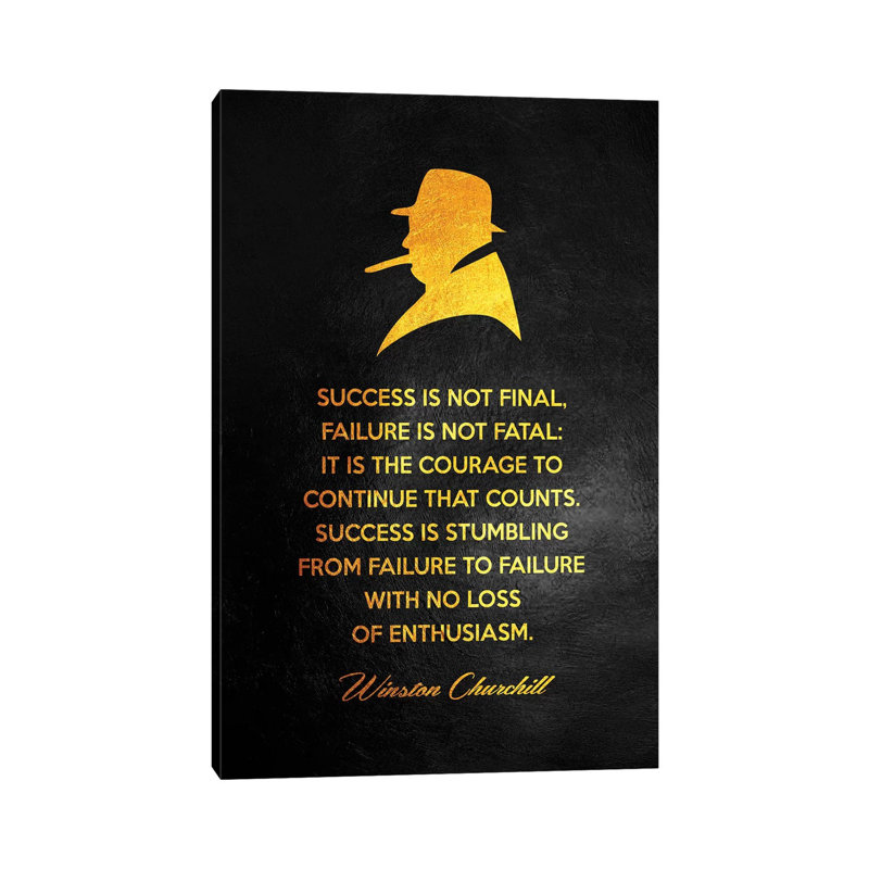 Art textuel sur toile tendue Winston Churchill, H 18 po x l 12 po x 1,5 po