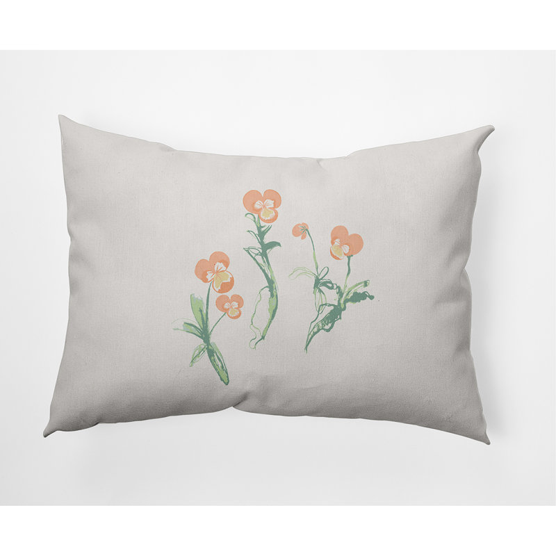 Floral Reversible Throw Pillow, Orange