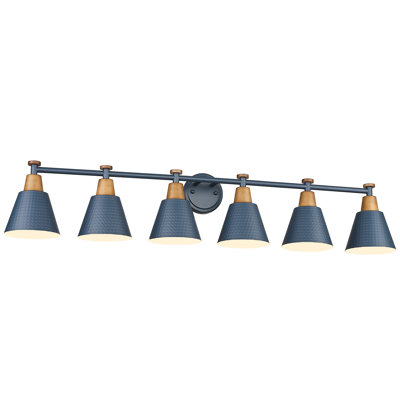 6 - Light Dimmable Industrial Vintage Vanity Light With Metal Shade