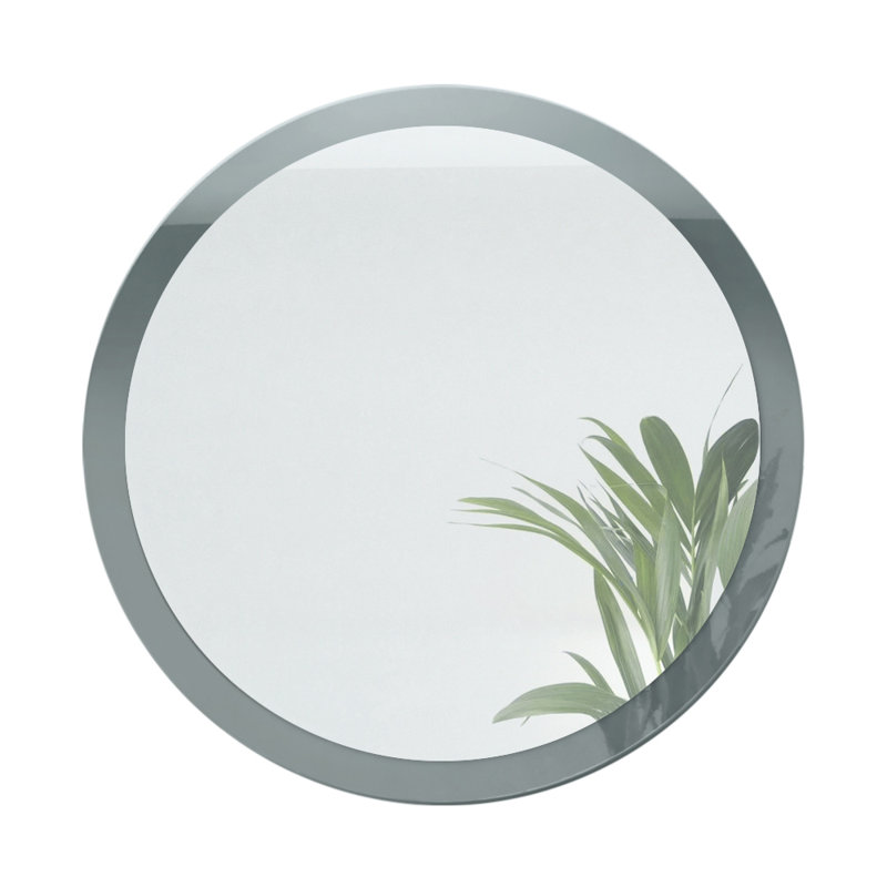 Colwich Engineered Wood Flat Wall Mirror, High-Gloss Grey, 80cm H x 80cm W