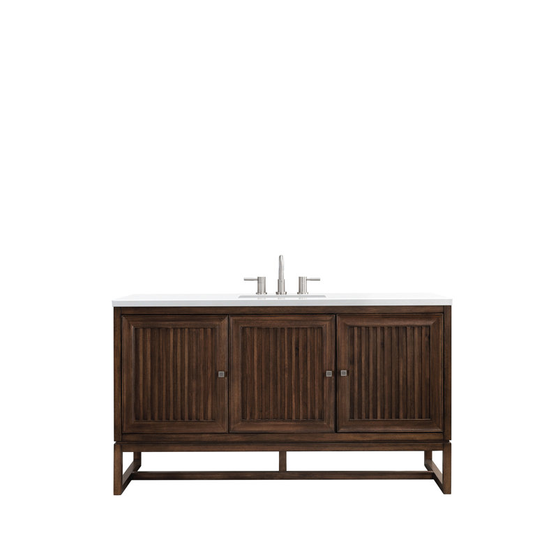 Athens 60'' W Single Vanity, Carrara White, Glossy White, 8" Widespread