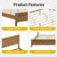 Structure de lit plateforme en bois avec tête de lit, construction en pin massif-88011179-88011220