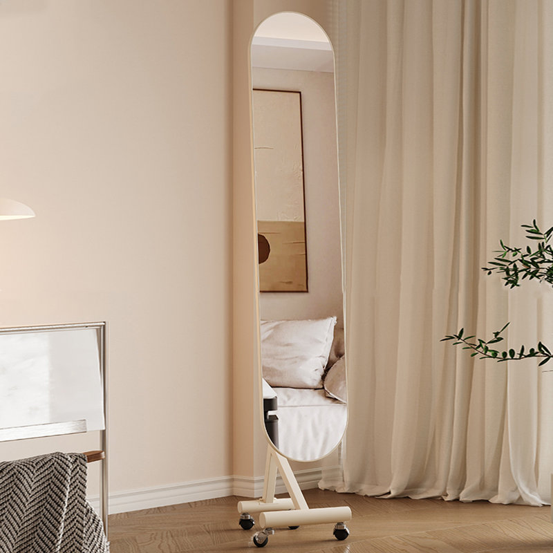 Modern Minimalist Iron Frame Arched Full-Length Mirror, White