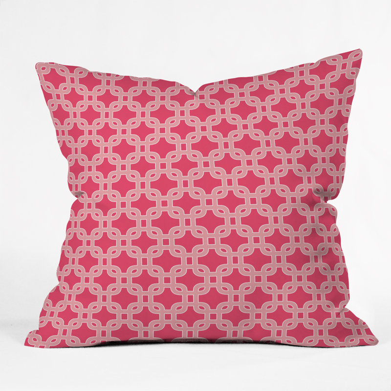 Housse et insert de coussin carré en polyester intérieur / extérieur, H 16 po x l 16 po, Rose/brun