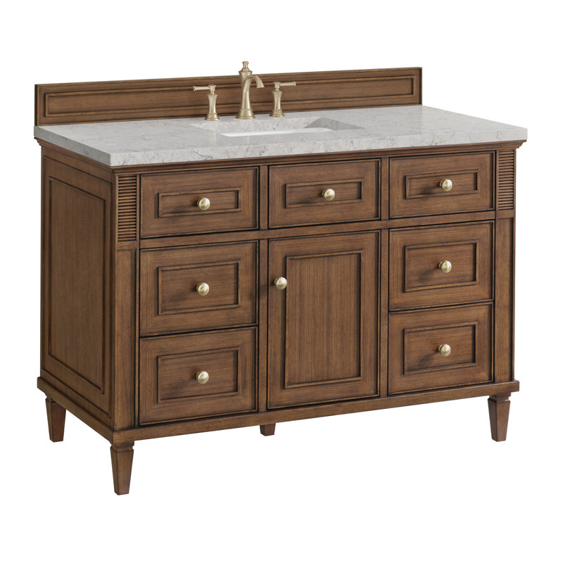 Lorelai 48'' W Single Vanity, Mid-Century Walnut, Eternal Jasmine Pearl