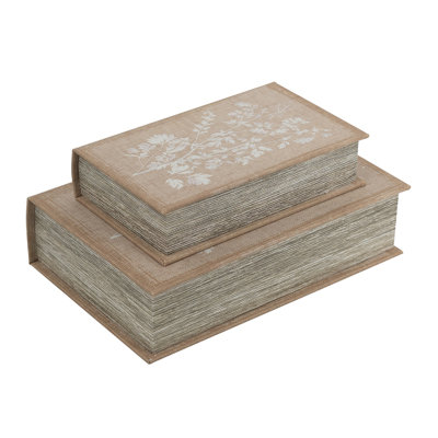 Decorative Book Boxes with Soft Multi-Floral - Set of 2 - Multi