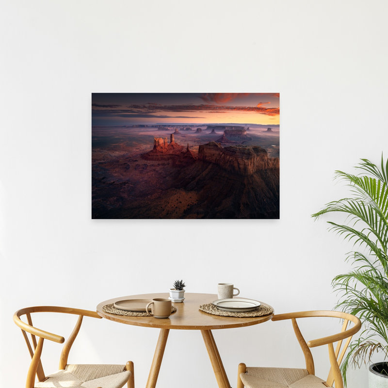 Dramatic Desert Sunrise Dramatic Abstract Contemporary Landscape Mountain Wall Art Print 1 Piece Wrapped Canvas Wall Art