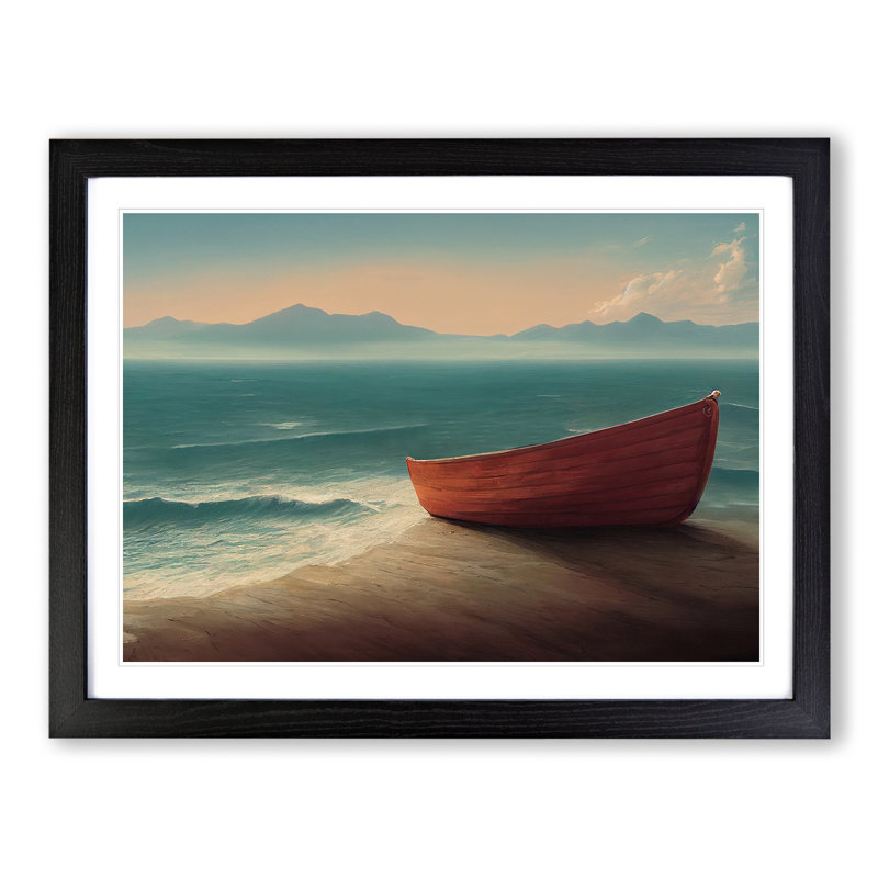 A Stranded Boat Vol.2 - Single Picture Frame Print, Black Framed, 46cm H x 64cm W x 2cm D