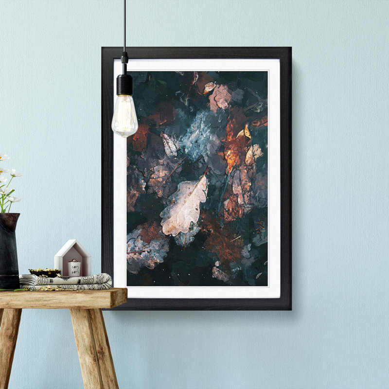 Autumnal Leaves in Abstract - Picture Frame Graphic Art Print, 65cm H x 48cm W x 2cm D, Black Framed