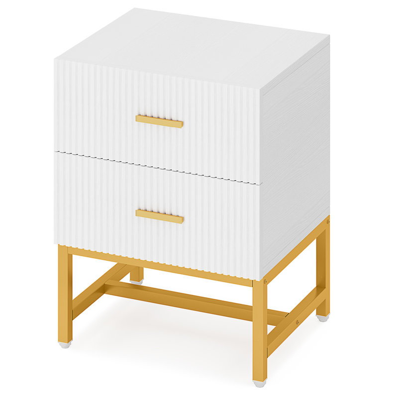Table de chevet 2 tiroirs, table de chevet moderne avec rangement