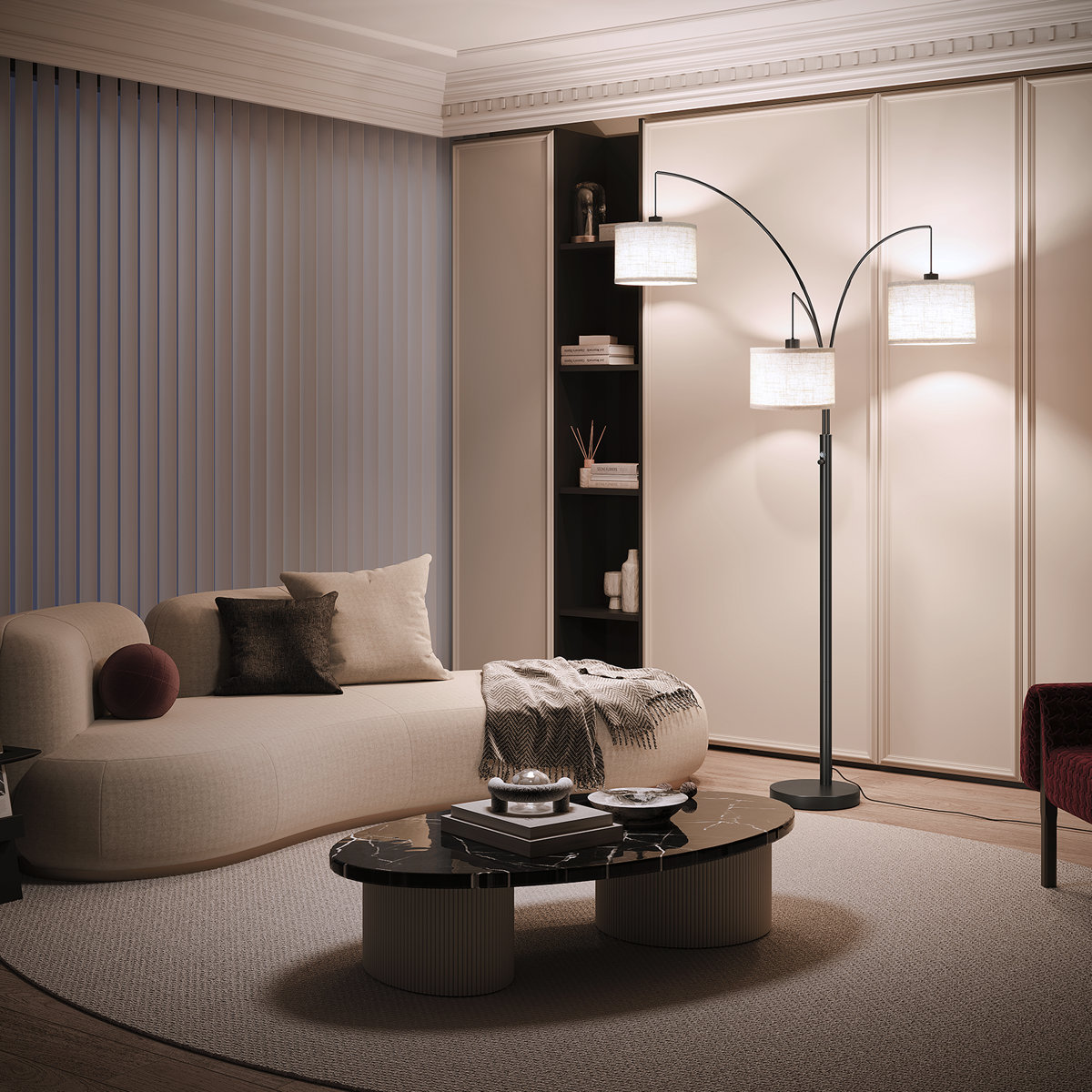 Bidal 3-Light Modern Arc Tree Floor Lamp view 3