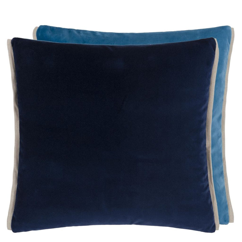 Varese Velvet Decorative Pillow, 22" H x 22" W, Denim/Teal