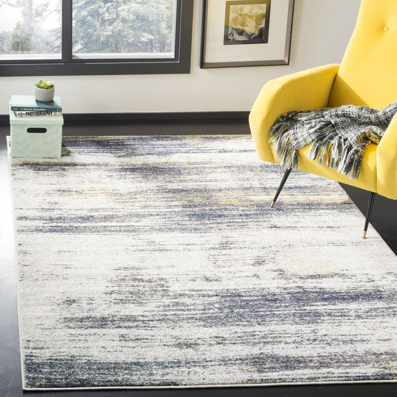 Riebe Light Gray/Black Area Rug, Rectangle 6' x 9'