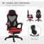 Fauteuil inclinable ergonomique pour bureau à domicile avec dossier haut, dossier en filet, soutien lombaire et roues, rouge