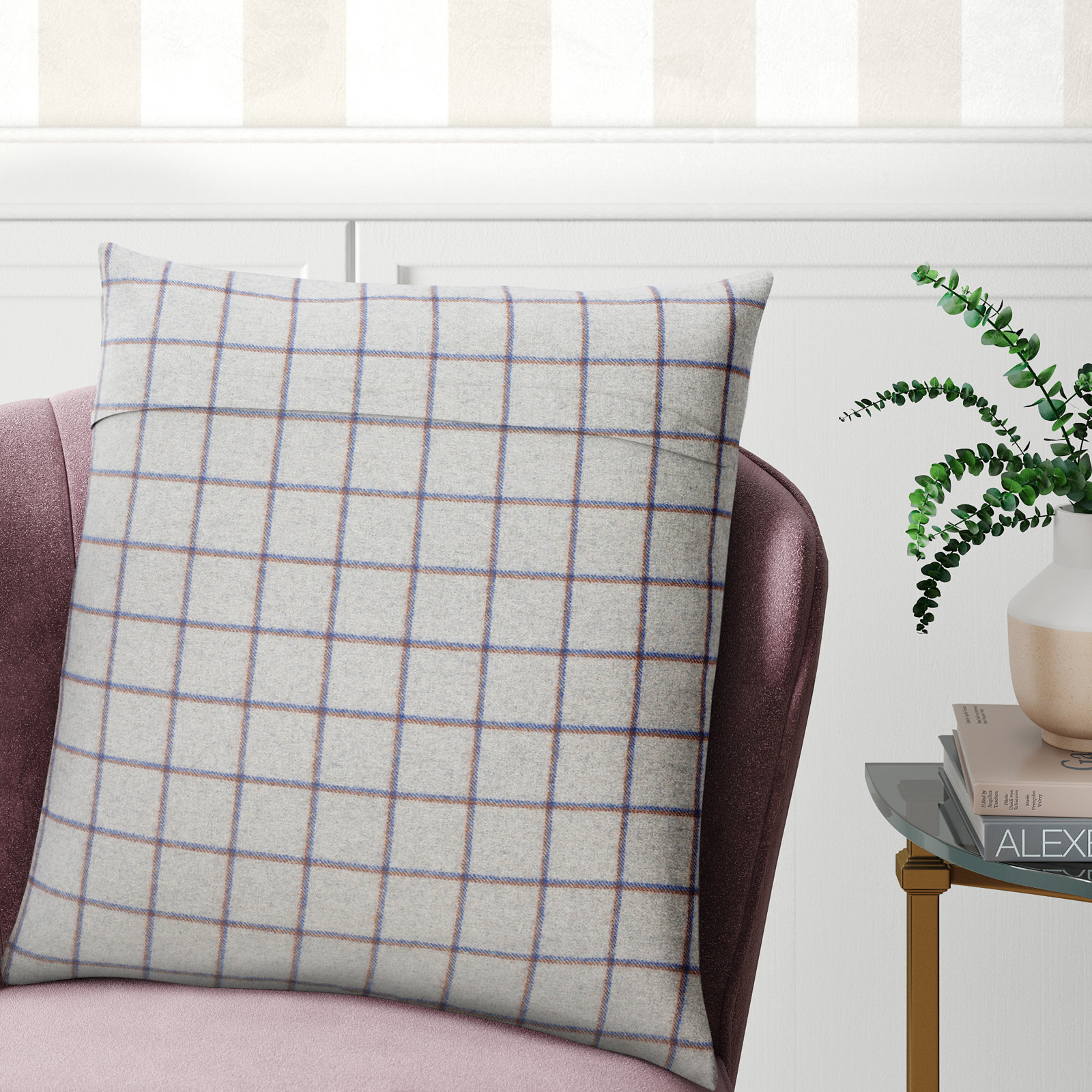 Saratoga Plaid Wool Pillow Cover, 18" x 18"