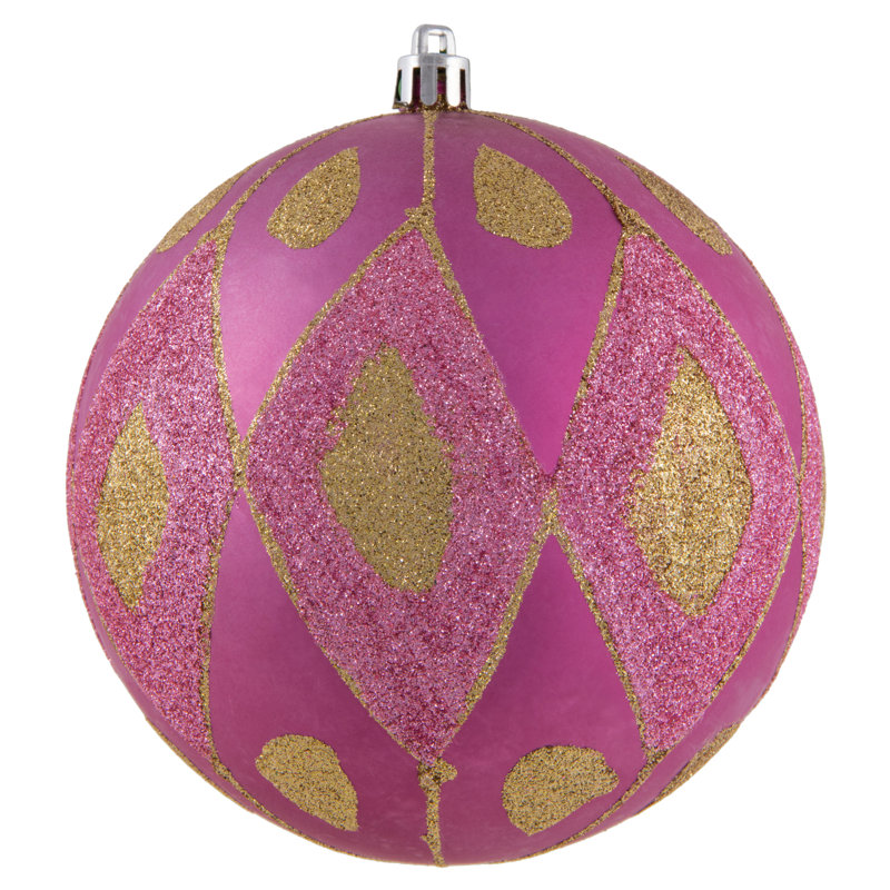 Ornement boule de diamant pailleté mat, H 4,75 po x l 4,75 po x P 4,75 po, Mauve
