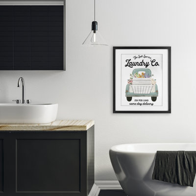 Laundry Delivery Truck Framed Print Under Glass, design by Lettered and Lined