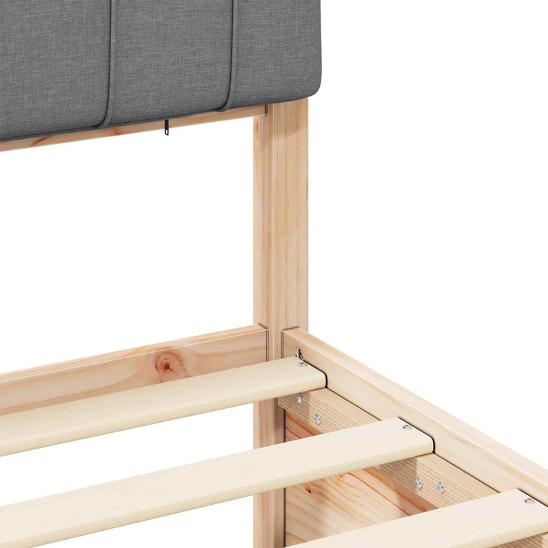 Solid Wood Bed Frame, 80 x 200cm, Light Grey