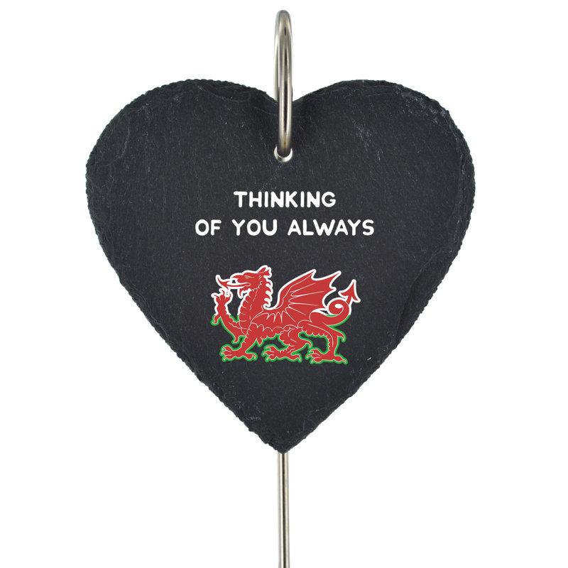Bowan Heart Slate Grave Marker Welsh Dragon Memorial Plaque