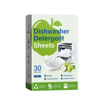 Cleaning Pad Scented Dishwasher Detergent Sheets - 30pcs Low-Foam Dissolving Cleaning Tablets For All Dishwashers Grease Limescale Remover