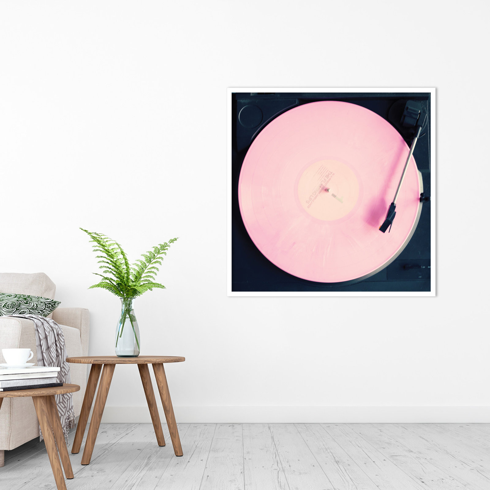 Pink Record by Caroline Mint, 34.25" H x  34.25" W  x 0.88" D, White