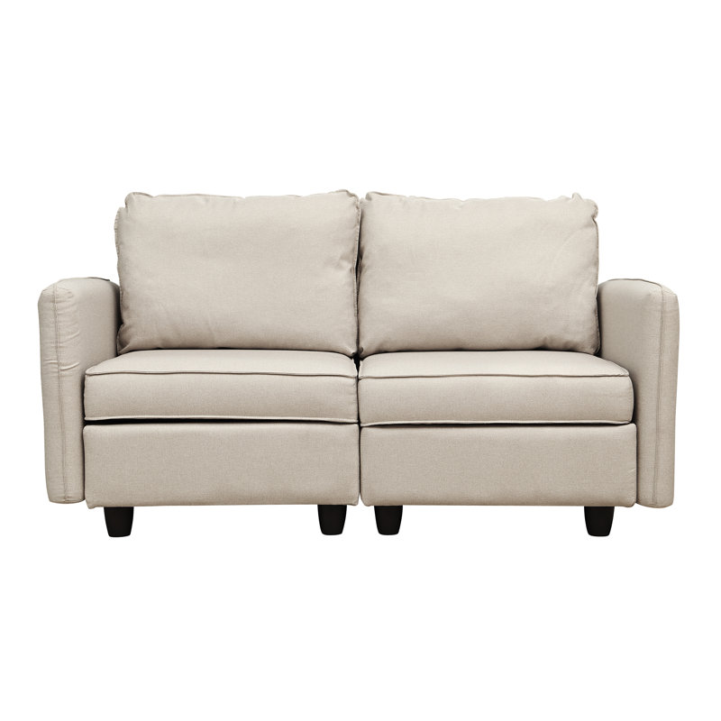 Causeuse modulaire à accoudoirs arrondis 64 po, Beige