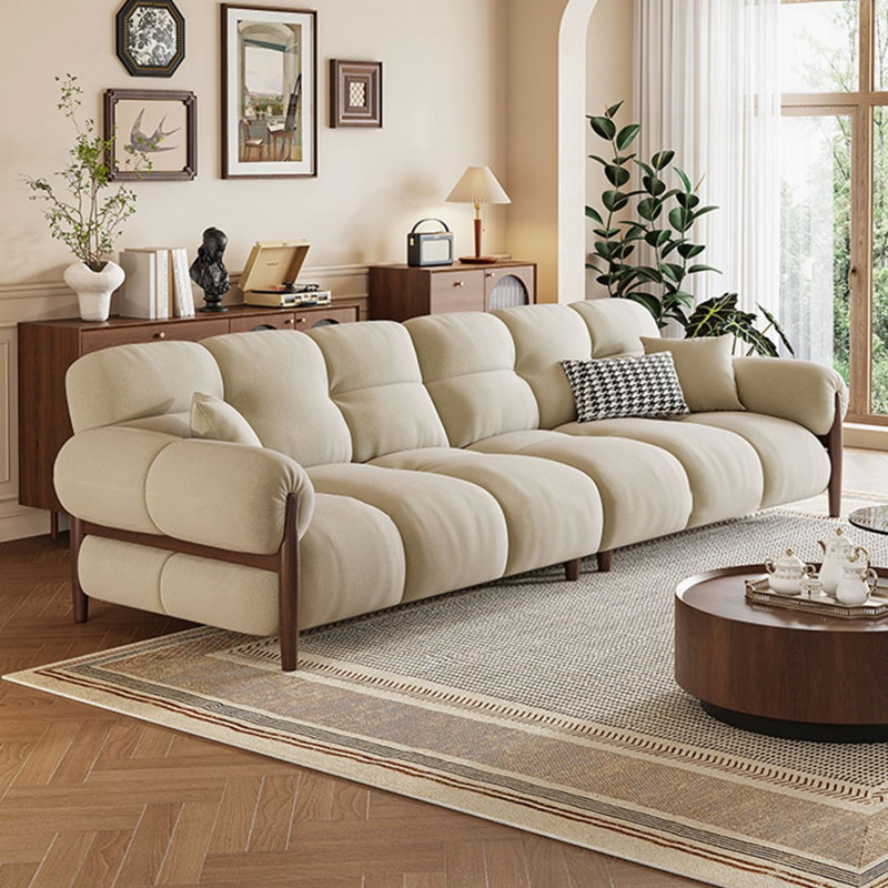 Coussin modulaire beige en polyester, 32.28" H x 110.24" W x 37.4" D, Beige