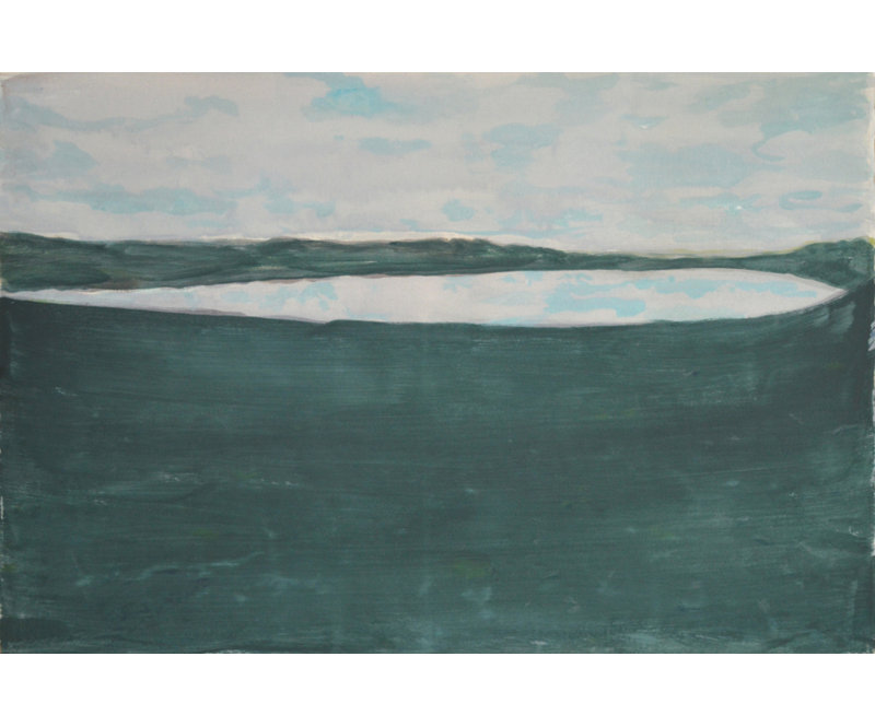 Serene Horizon Landscape Oil Painting Print, 24 × 16, Framed Canvas, Tan