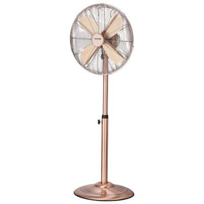 Ventilateur sur pied industriel, 40 cm (16 pouces), oscillant à 75°, hauteur réglable, 3 vitesses, haute puissance, argent.