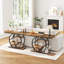 Console de style ferme moderne avec structure circulaire en métal, plateau en bois et étagères de rangement ouvertes pour le salon, la chambre à coucher et le couloir.-840215248-840215250