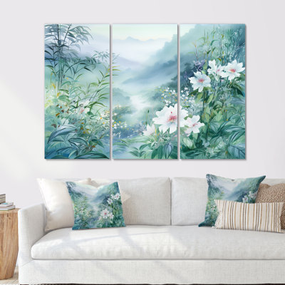 Japon, bambou par la montagne III - ensemble d'art mural fleurs