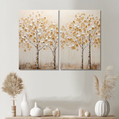 Harmonie d'arbres beiges - art mural paysages