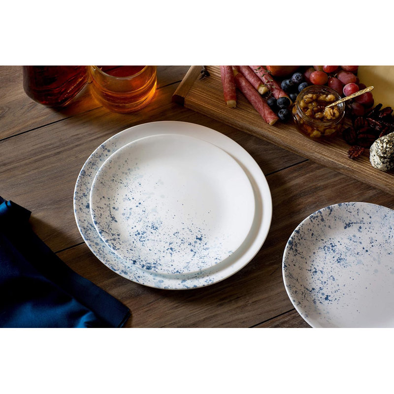 Indigo Speckle Glossy Glass 18-Piece Dinnerware Set