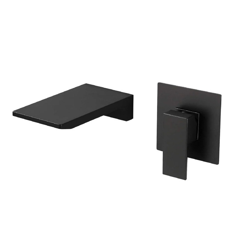 Robinet de lavabo mural Waterfall, Noir mat