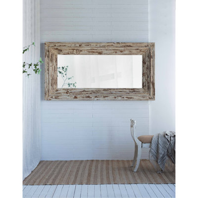 Miroir de plancher rectangulaire pleine longueur avec cadre en bois vieilli