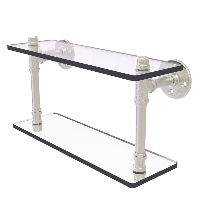 Tablette murale Bayer, H 9,4 po x l 16 po x P 5,6 po, Nickel satiné