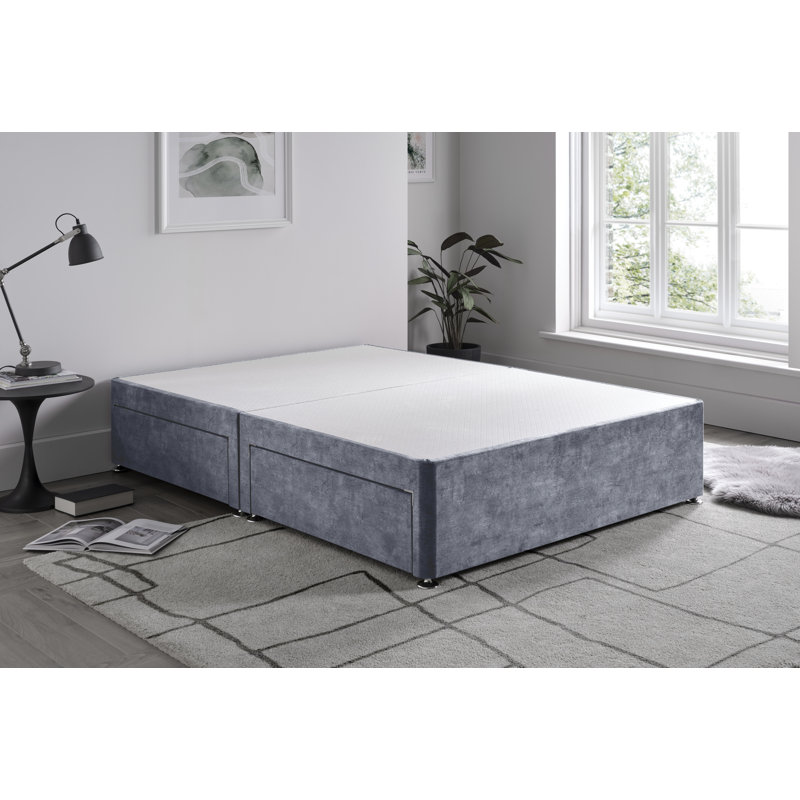 Marble Divan Bed Base, Gunmetal, Double (4'6), No Drawers