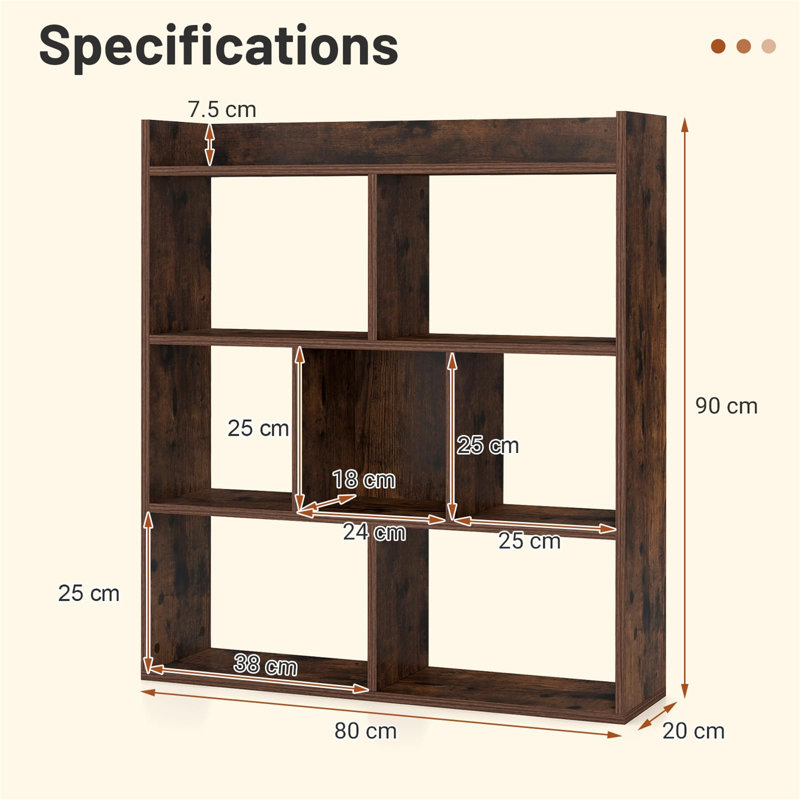 90cm H x 80cm W Standard Bookcase, Esspresso