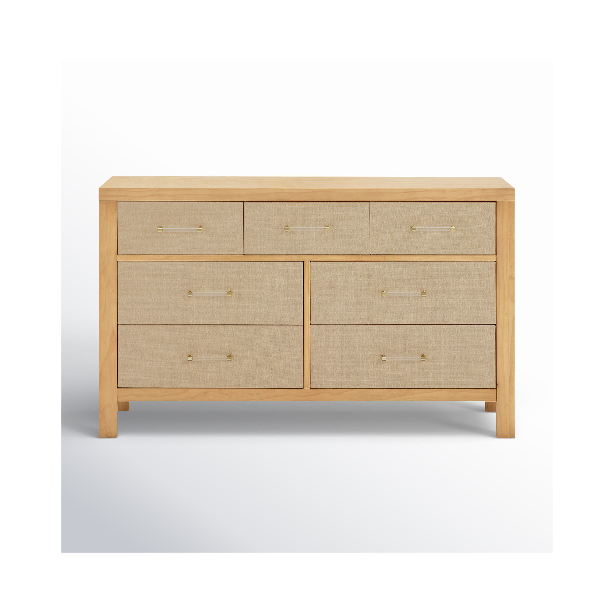 Eloise 7-Drawer Assembled Dresser, Honey/Performance Sand Eco-Weave