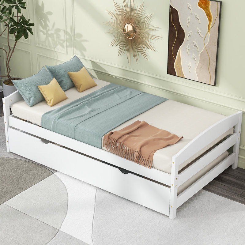 Lit plateforme avec lit gigogne, Gris