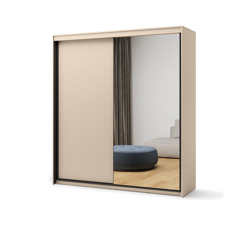 2 Door Manufactured Wood Wardrobe, Beige