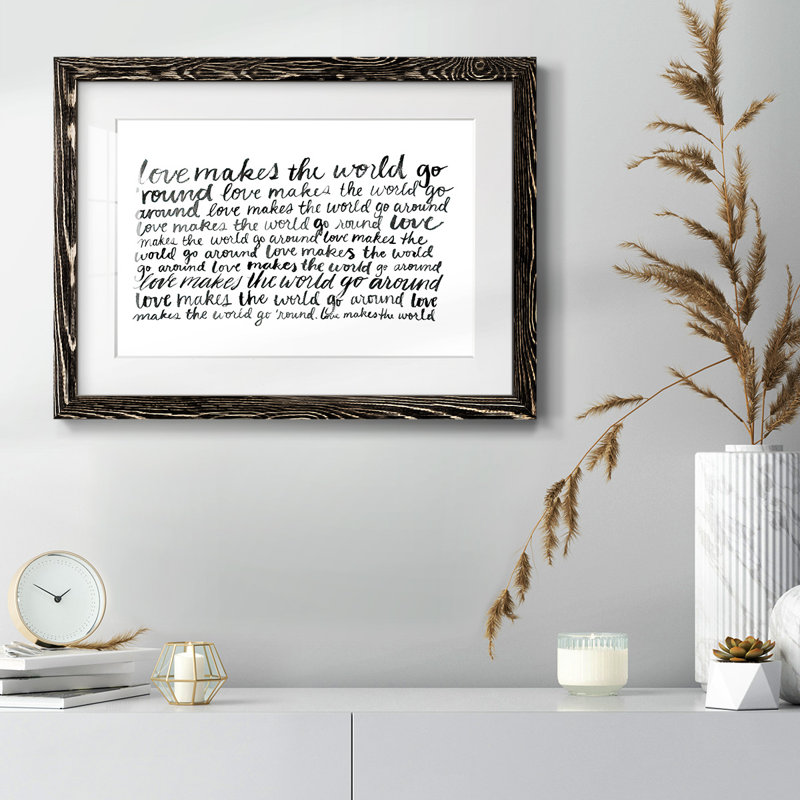 " Writing With Love II ", 14" H x 20" W x 1.5" D, Black 
