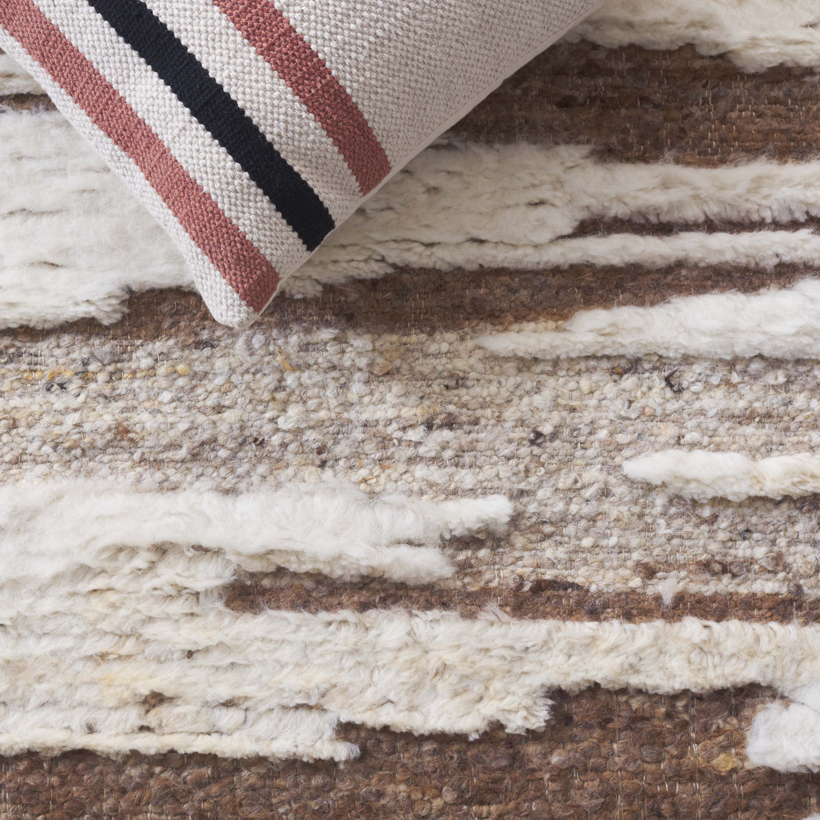 Karla Ivory Beige Hand-Knotted Abstract Wool Rug, Rectangle 9' x 12'